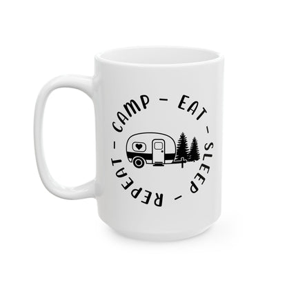 Black Minimalist Typography Design  Ceramic Mug, (11oz, 15oz)