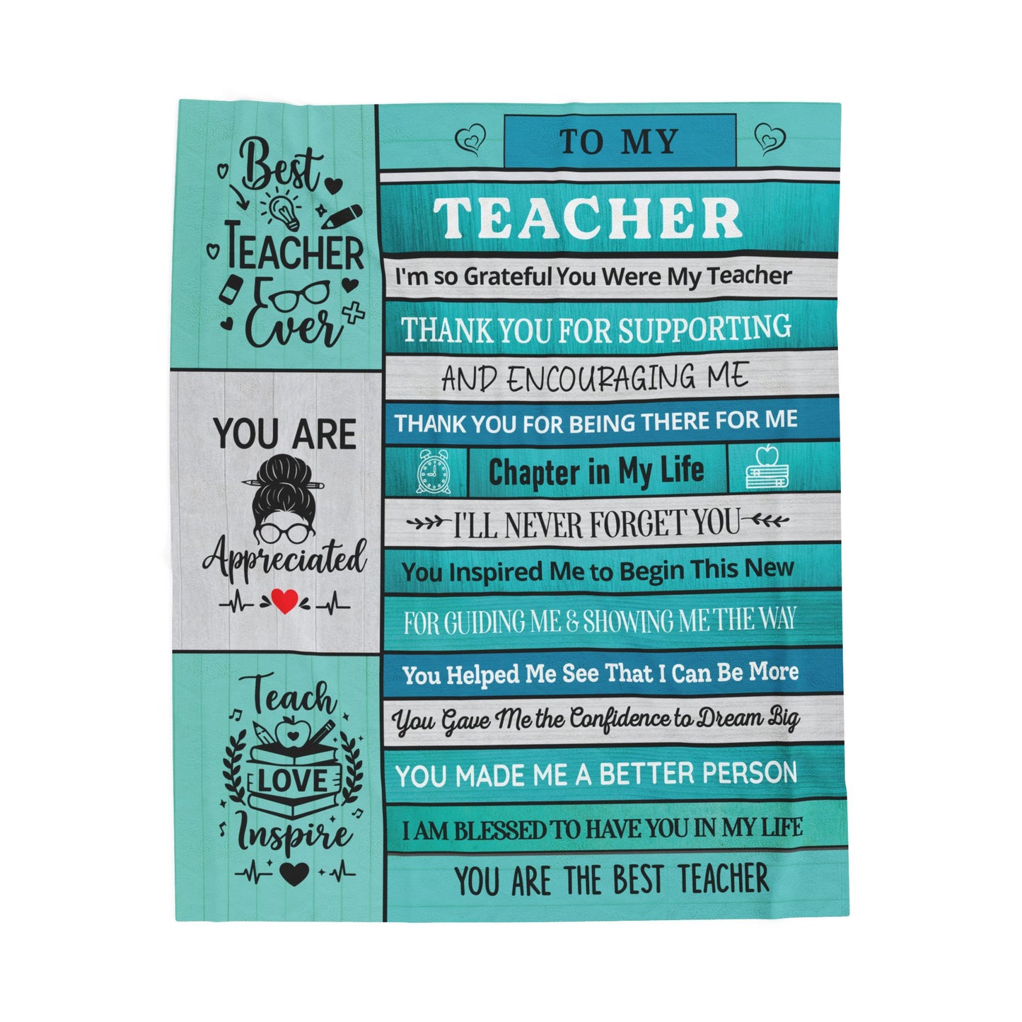 To My Teacher Appreciation Blanket  Velveteen Plush Blanket
