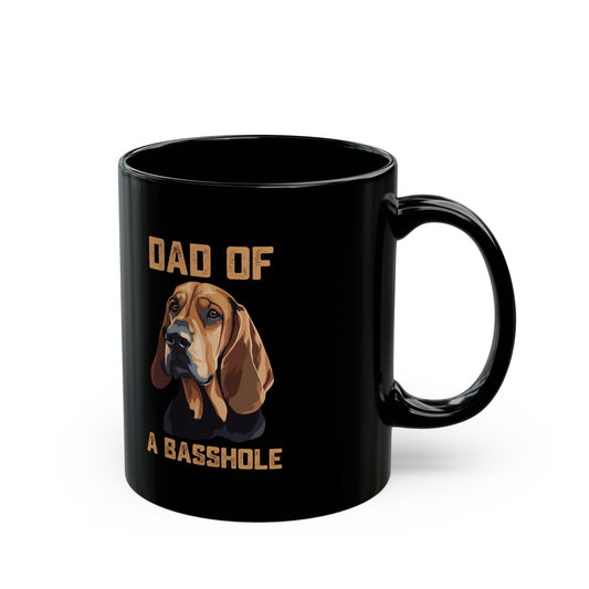 Dad of a Basshole Black Mug – Funny Basset Hound Dog Dad Gift