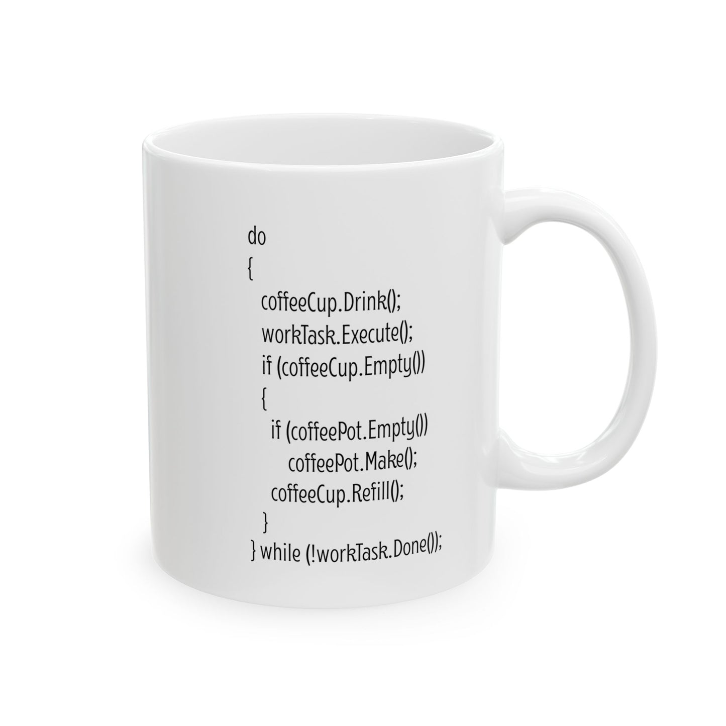 White Programmer Mug – Funny Coding Loop Gift for Developers