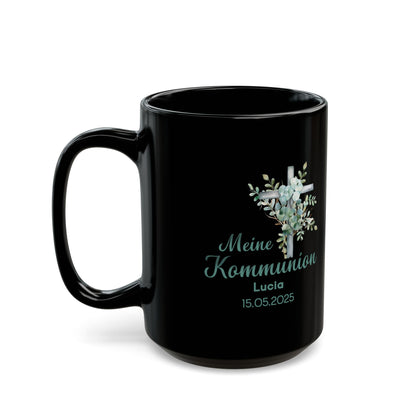 Meine Kommunion Tasse Schwarz – Geschenk für Lucia 15.05.2025