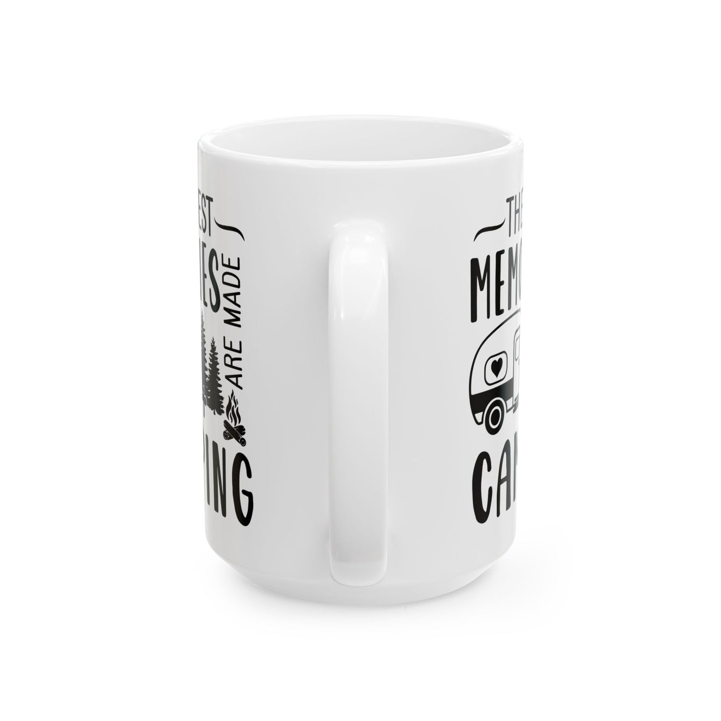 Minimalist Black Camping Design  Ceramic Mug, (11oz, 15oz)