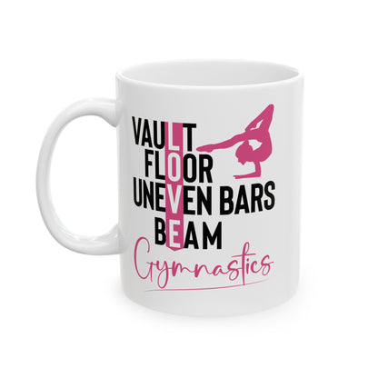 Vault Floor Uneven Bars Beam White Mug, (11oz, 15oz)