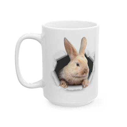 Peekaboo Bunny Mug – Cute 3D Rabbit Breaking Through Design