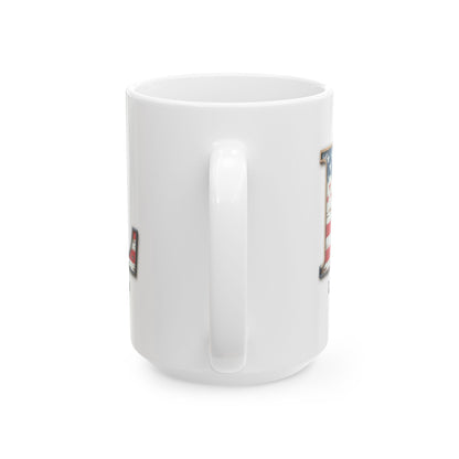White American Flag Mug with Letter L and Name Liam Personalized Patriotic Coffee Cup Gift for Veterans Military or Proud USA Supporters