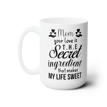 Mom’s Love Secret Ingredient Mug - Cute Coffee Cup for Mom, Mother’s Day, Birthday Gift for Mom from Son or Daughter