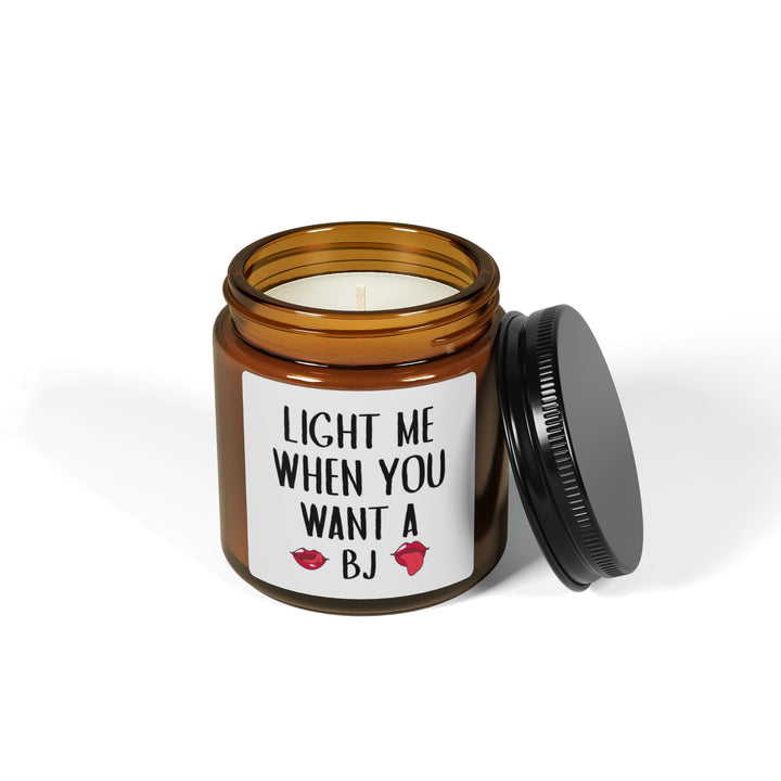 Naughty Candle for Him – Light Me When You Want a BJ Sexy Amber Jar Gift with Funny Icons