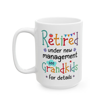 Retired under new s management  11oz & 15oz white mug.