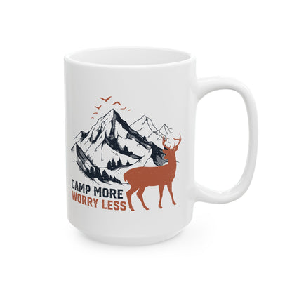 Camp More, Worry Less  Ceramic Mug, (11oz, 15oz)