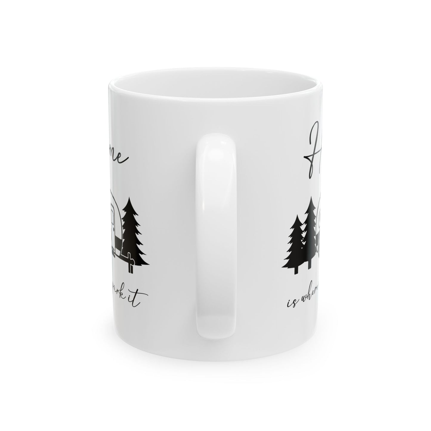 Minimalist Black Camping Design  Ceramic Mug, (11oz, 15oz)