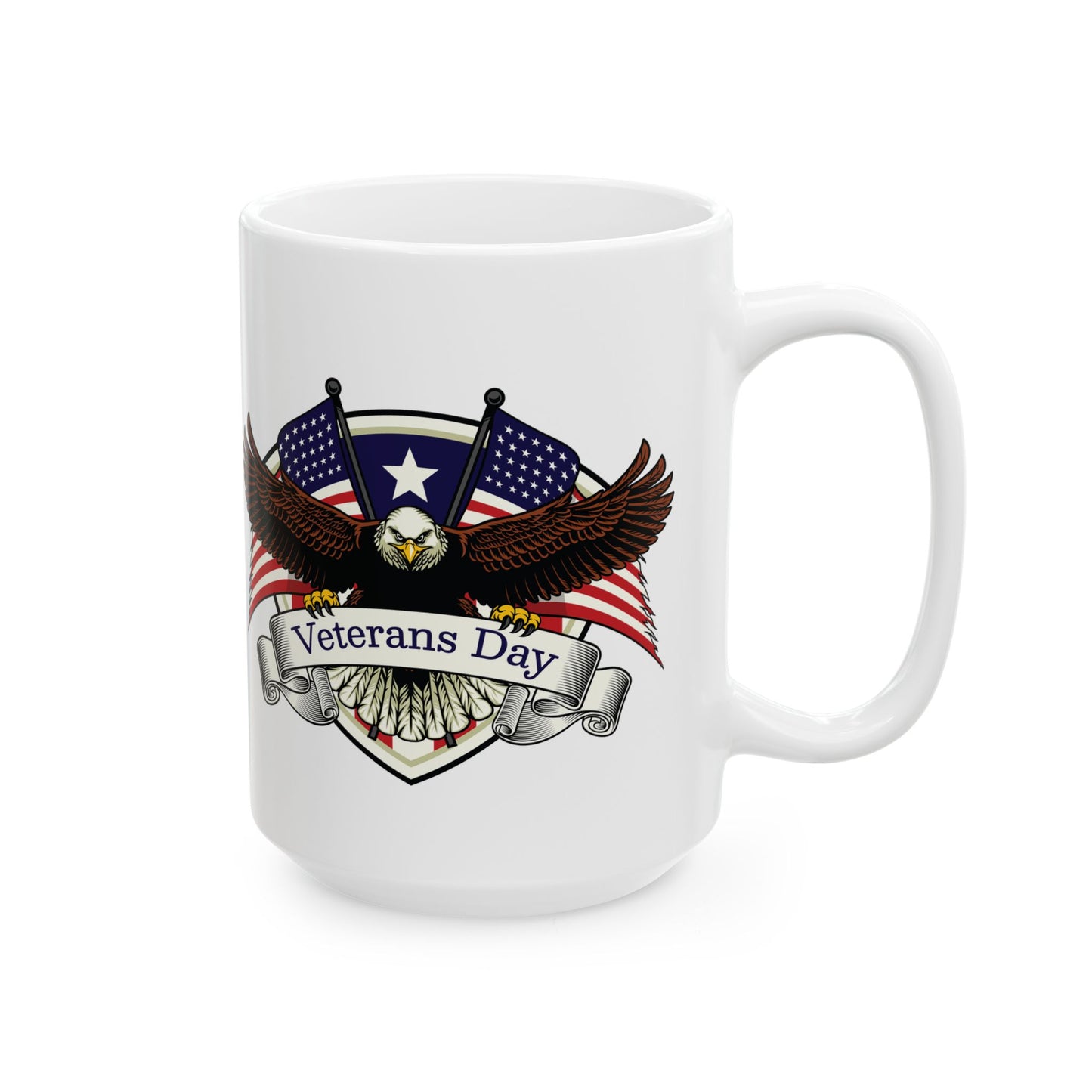 Veterans Day Mug – Patriotic Bald Eagle Coffee Cup with American Flag