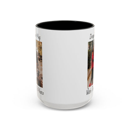Family Fall Fashion - Mom, Dad, and Daughter in Stylish Outerwear Outdoors Mug