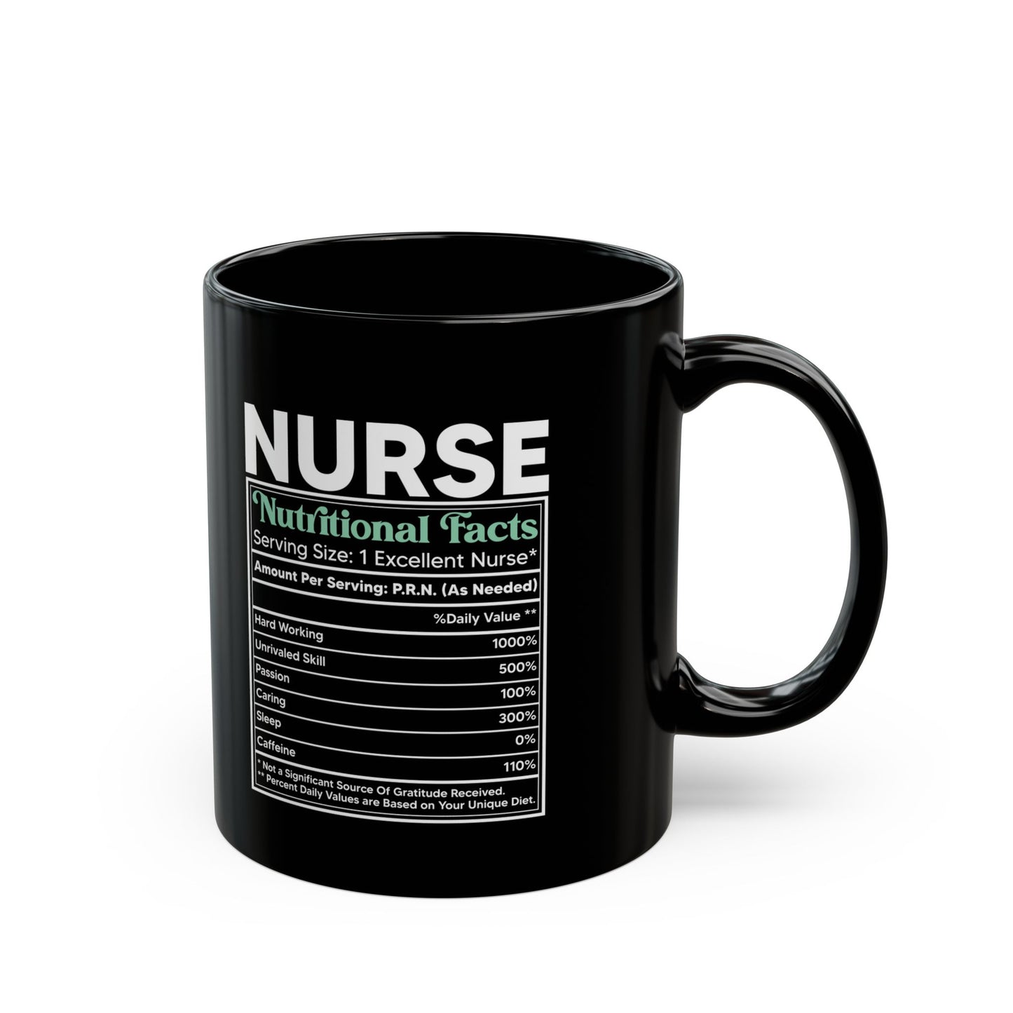 NURSE Nutritional Facts 11oz & 15oz  Black mug