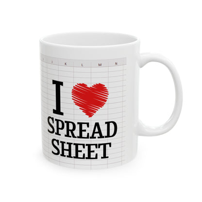 I Love Spreadsheet Mug – Funny Gift for Excel Lovers, Accountants & Data Analysts