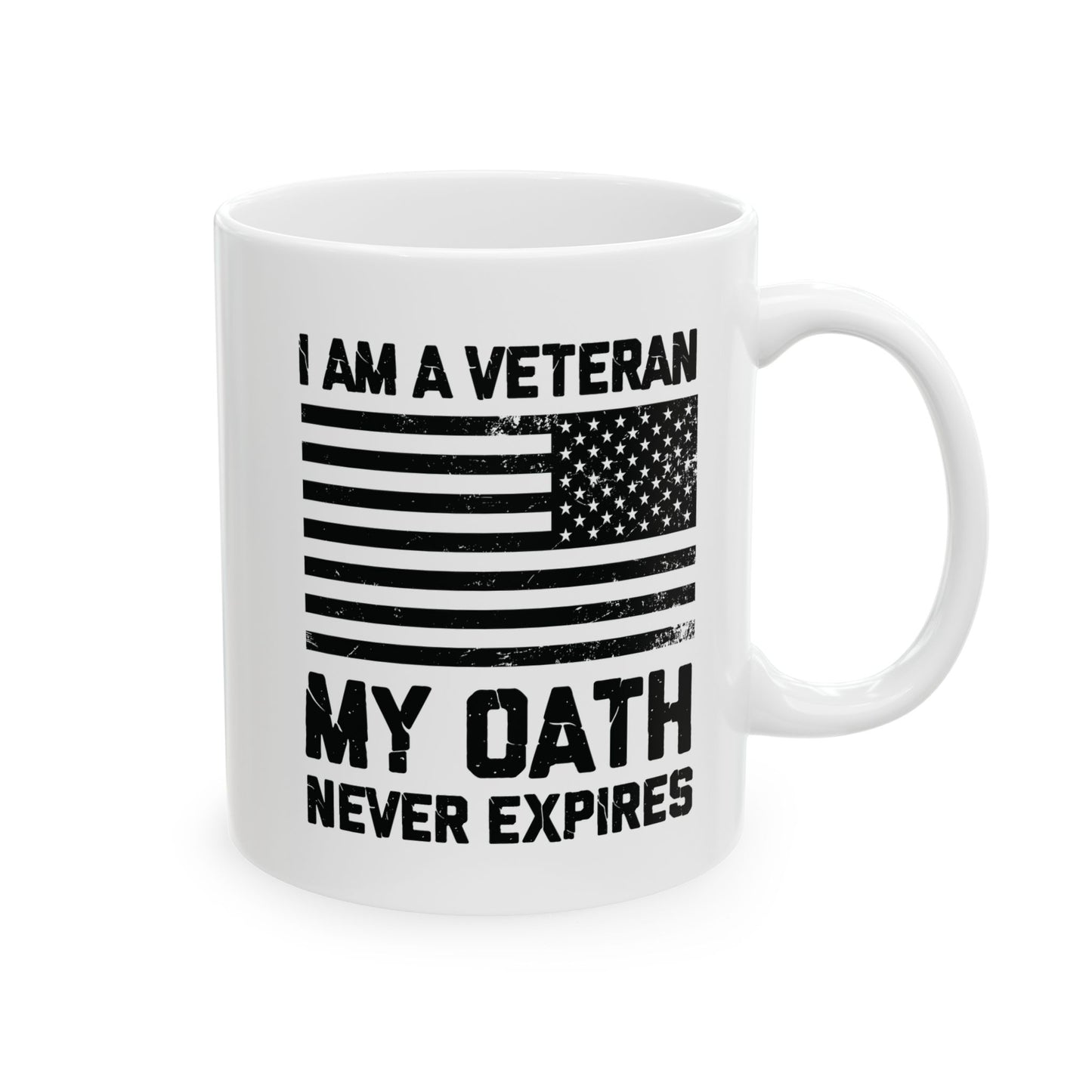 White Ceramic Patriotic Cup with American Flag – Military Gift for Men & Women