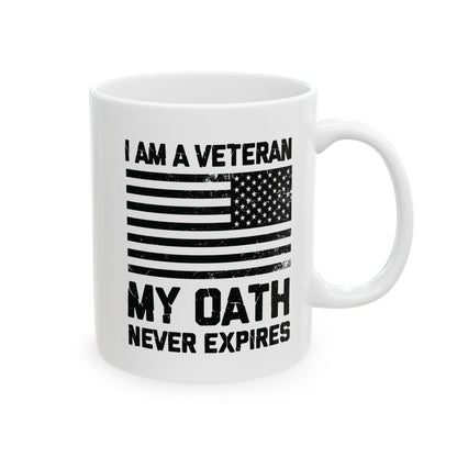 White Ceramic Patriotic Cup with American Flag – Military Gift for Men & Women