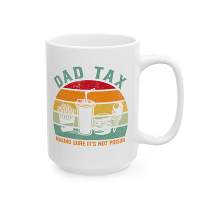 Dad Tax Mug – White Retro Sunset Snack Design