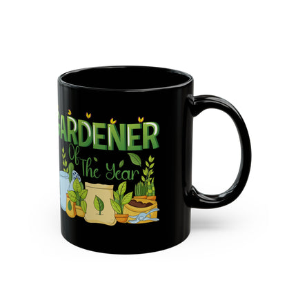 Give a Gift to a Gardening Champion – Gardener of the Year Mug Black Ceramic Coffee Cup