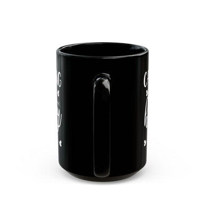Minimalist Happy Typography Design Ceramic Mug, (11oz, 15oz)