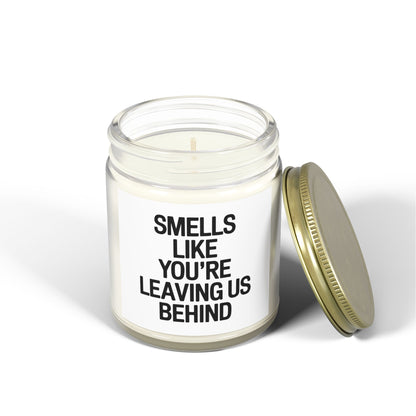 Smell Like You Are Leaving Behind Us Scented Candles, Coconut Apricot Wax (4oz, 9oz)