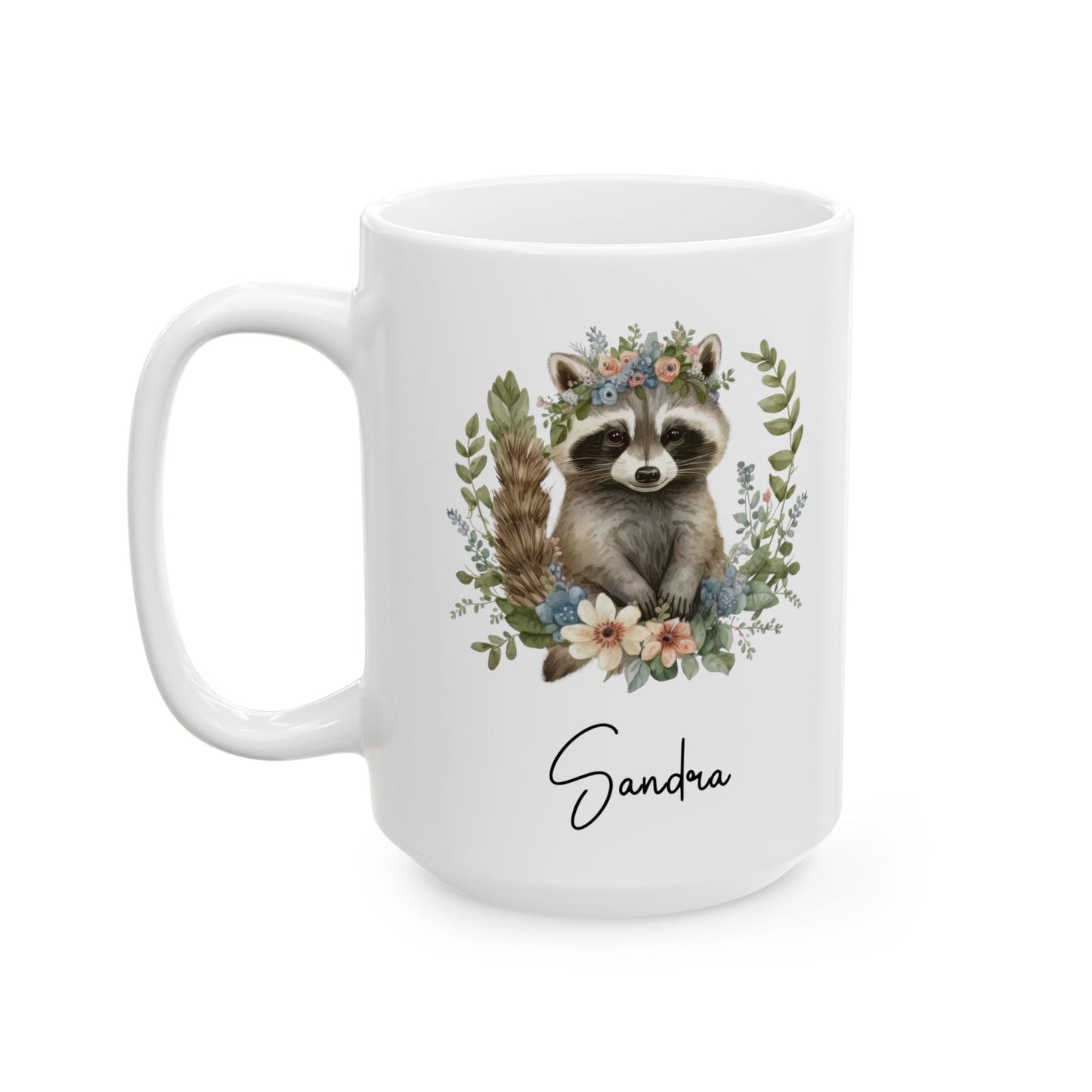 racoon custom, white Mug, (11oz, 15oz)