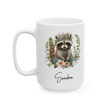 racoon custom, white Mug, (11oz, 15oz)