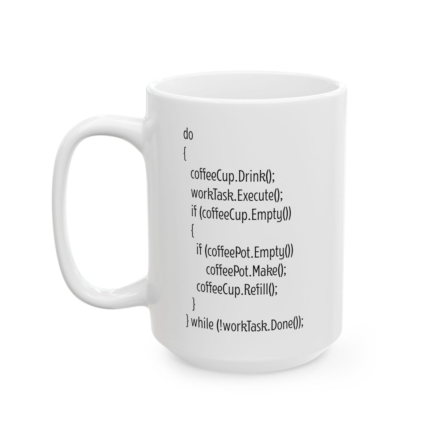 White Programmer Mug – Funny Coding Loop Gift for Developers