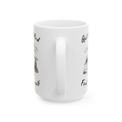 Minimalist Mountain Road Line Art Ceramic Mug, (11oz, 15oz)
