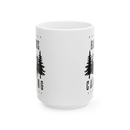 Minimalist Camping Design Ceramic Mug, (11oz, 15oz)