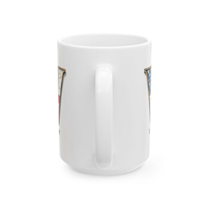 White American Flag Mug with Letter V and Name Victor Personalized Patriotic Coffee Cup Gift for Men Veterans or USA Flag Lovers