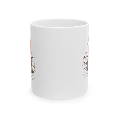 Funny Bunny Cracked Wall Mug – Custom Name Gift for Kids