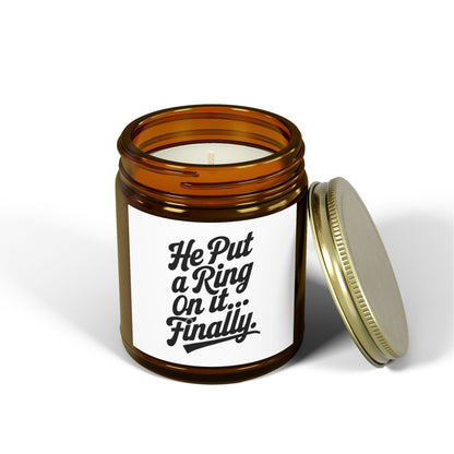 He Put Me A Ring On It Finally Scented Candles, Coconut Apricot Wax (4oz, 9oz)