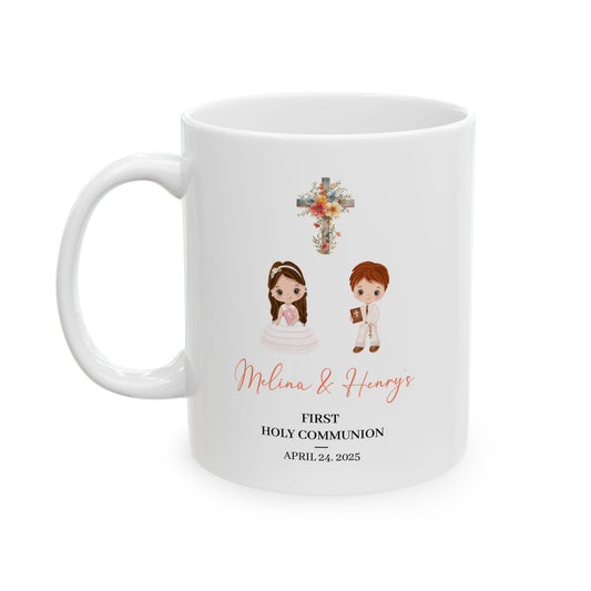First Holy Communion Mug – Personalized Gift for Melina & Henry