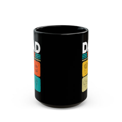 Dad Tax Mug – Black with Colorful Food Graphics
