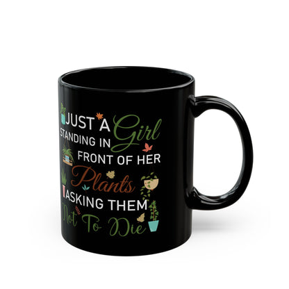 Give a Gift to a Plant Mom – Just a Girl and Her Plants Mug Black Ceramic Coffee Cup