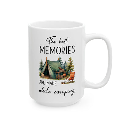 Rustic Forest Camping Tent Ceramic Mug, (11oz, 15oz)
