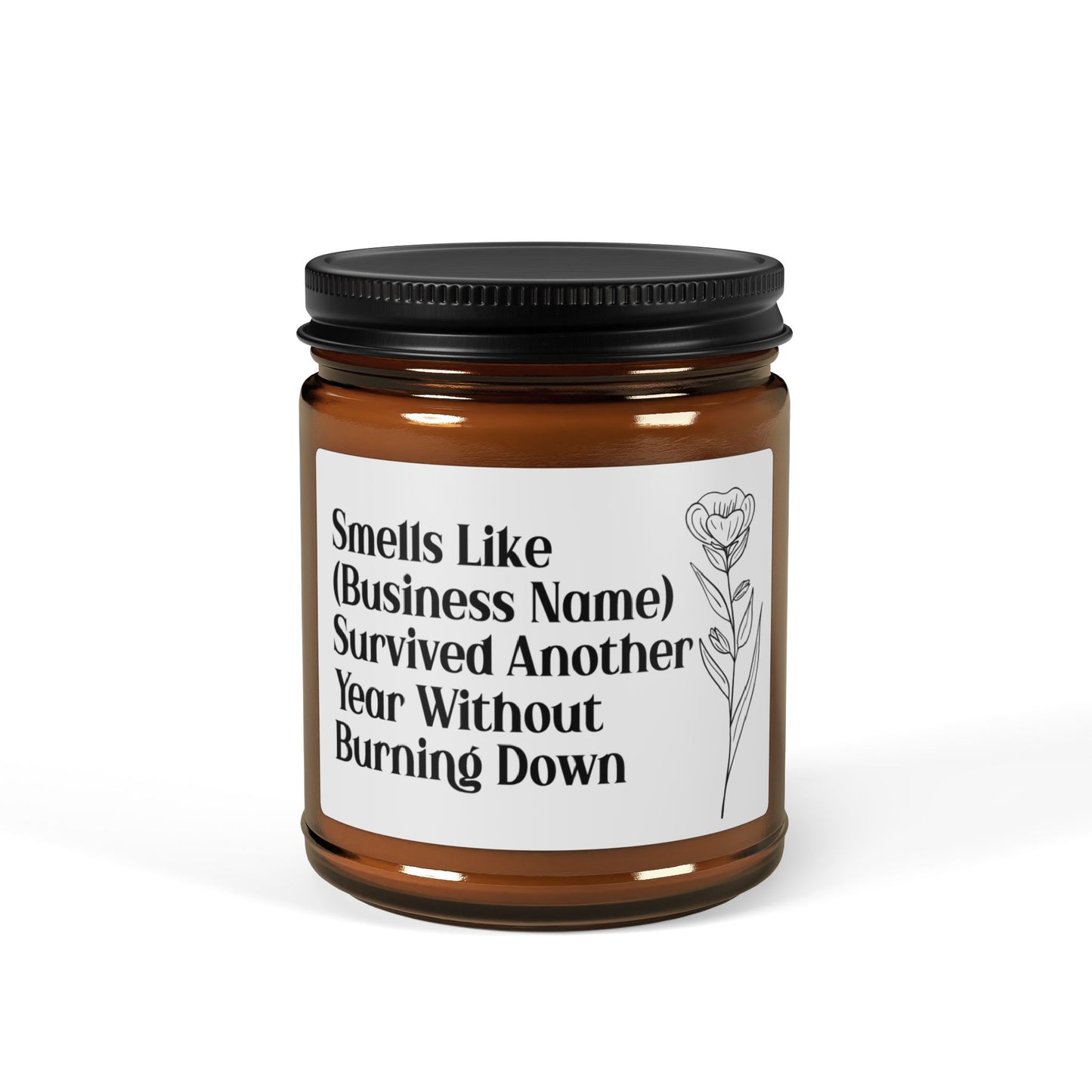 Smells Like [Business Name] Survived Another Year Candle – Funny Work Anniversary Gift, Boss Appreciation Gift, Office Humor Decor
