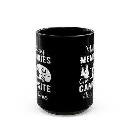 Minimalist Black Camping Art Ceramic Mug, (11oz, 15oz)