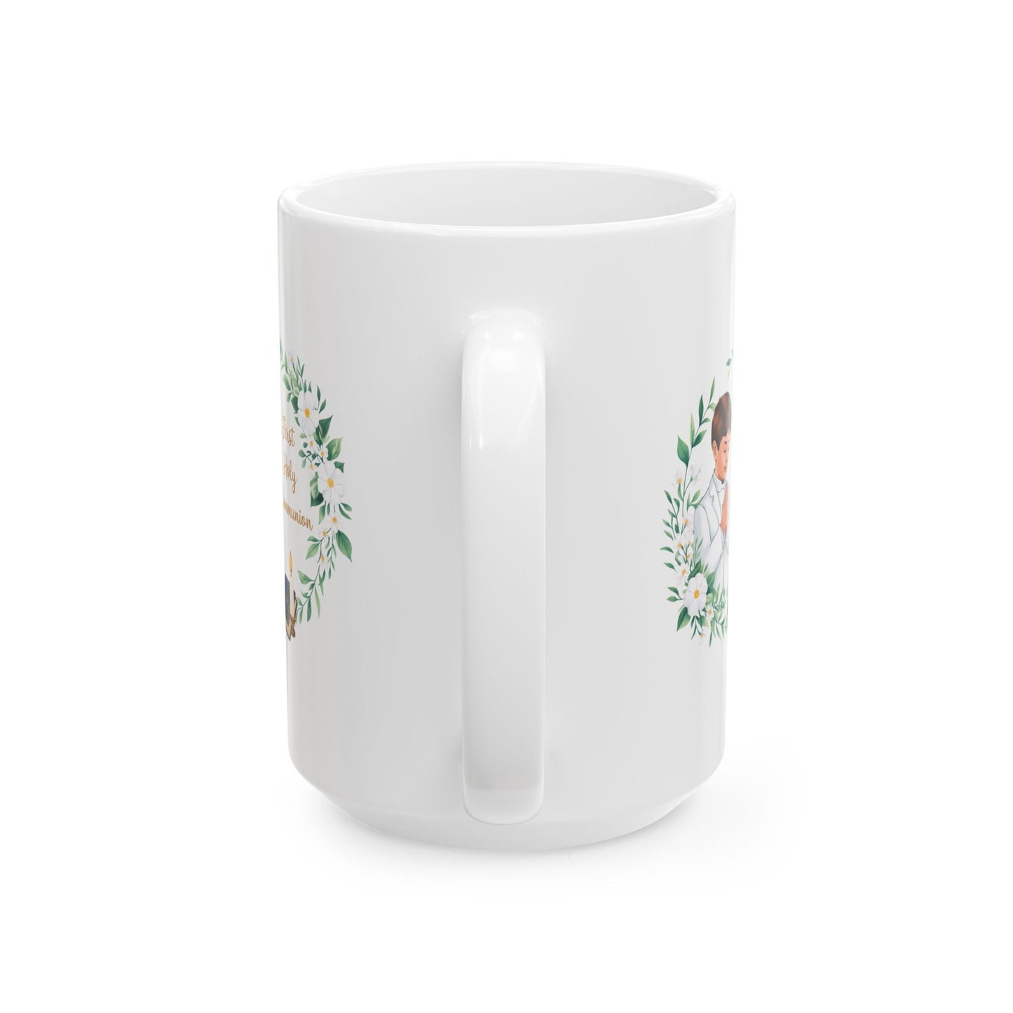 First Communion Boy White Mug – Holy Gift with Prayer Design