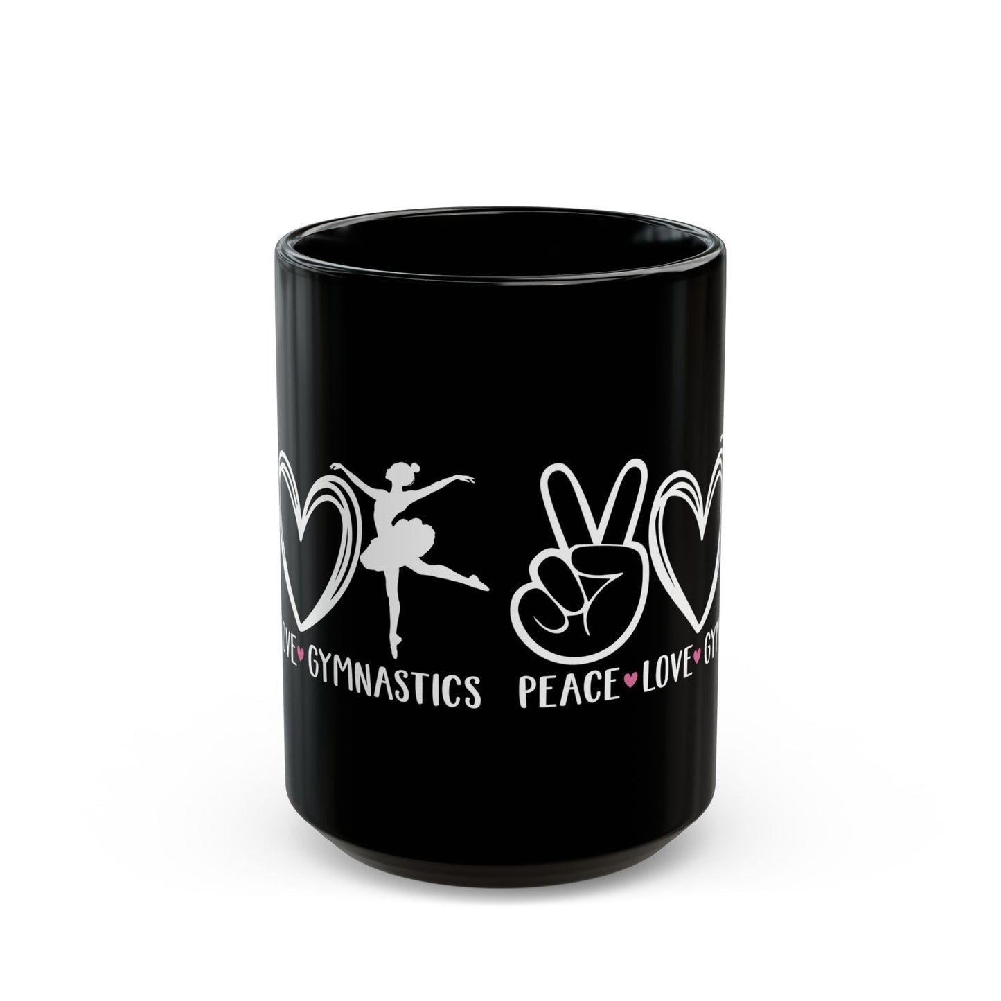 Give a Gift to a Gymnastics Fan – Peace Love Gymnastics Mug Black Ceramic Coffee Cup