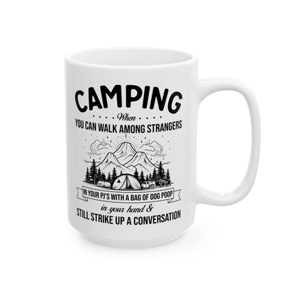 Minimalist Camping Adventure Design Ceramic Mug, (11oz, 15oz)