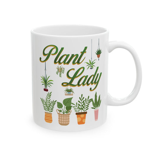 Give a Gift to a Proud Plant Mom – Plant Lady Mug White Ceramic Coffee Cup