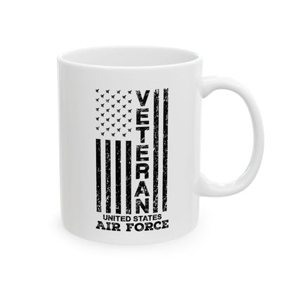 US Air Force Veteran Mug – Patriotic White Coffee Cup Military Gift USA