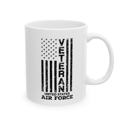 US Air Force Veteran Mug – Patriotic White Coffee Cup Military Gift USA