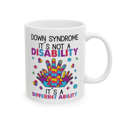 Down Syndrome Awareness Mug – Puzzle Hand Design – Support & Inclusion Gift Cup