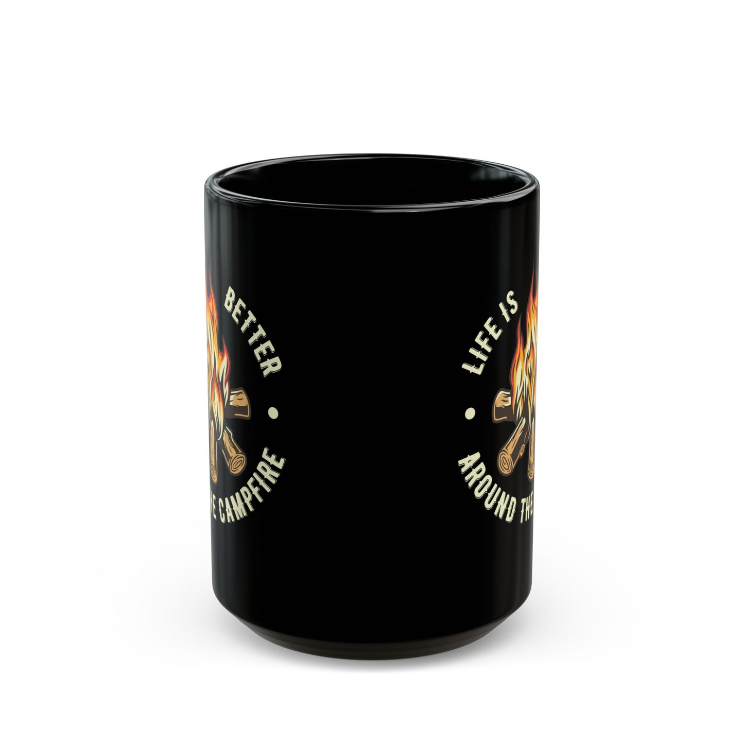 Vintage Bonfire Illustration Black Mug (11oz, 15oz)