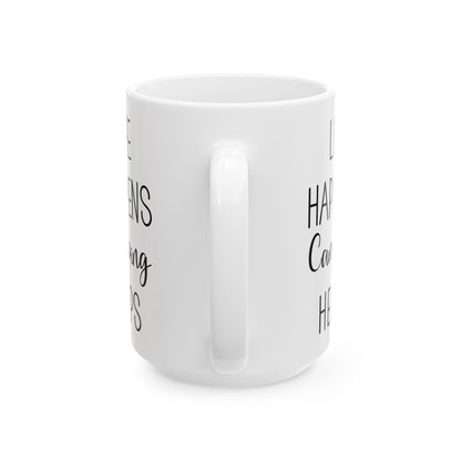 Rustic Black Camping Art Ceramic Mug, (11oz, 15oz)