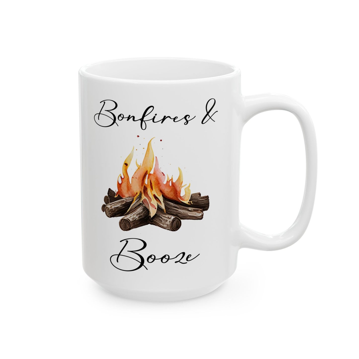 Watercolor Campfire Illustration Ceramic Mug, (11oz, 15oz)