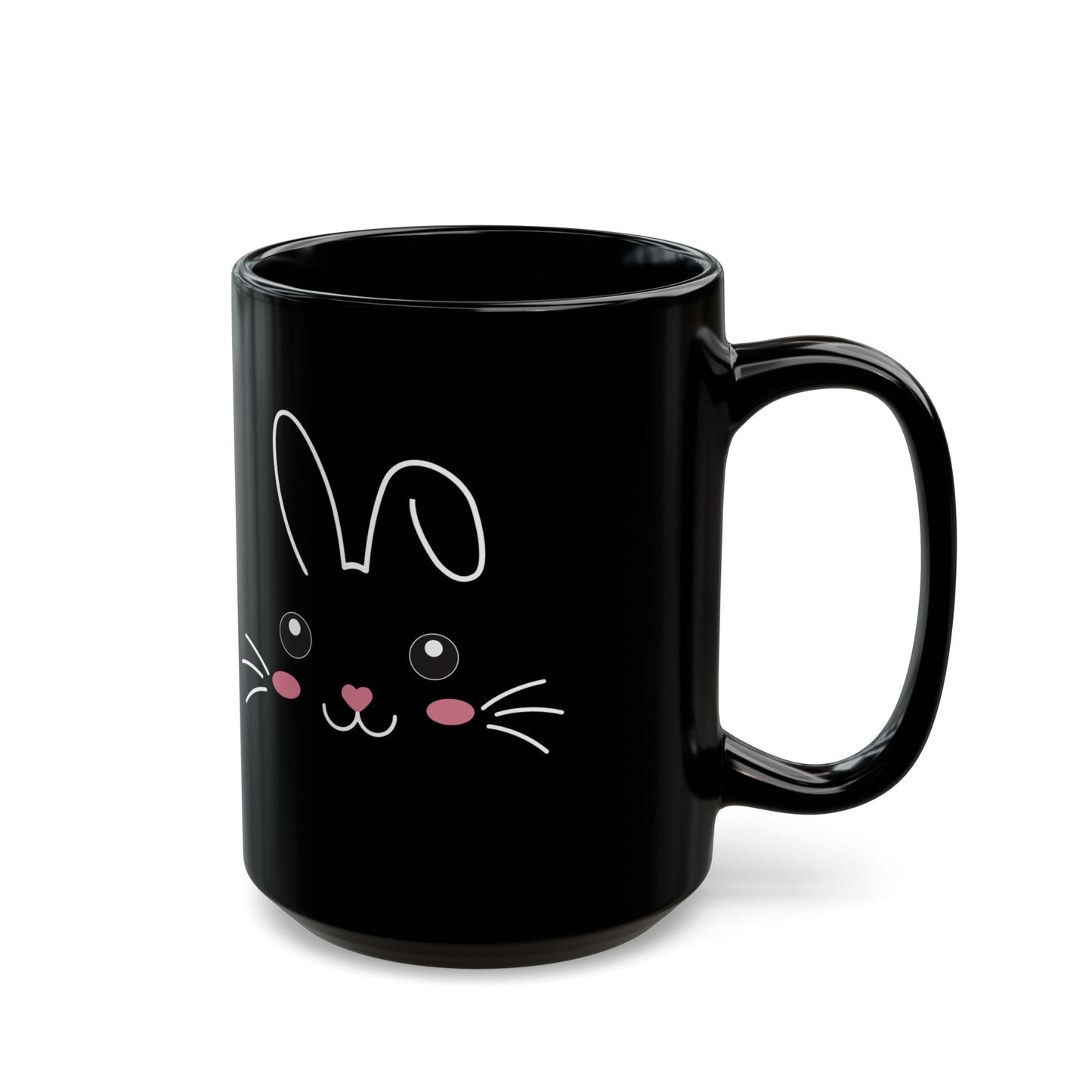 Cute Bunny Face Black Mug – Adorable Animal Gift for Kids