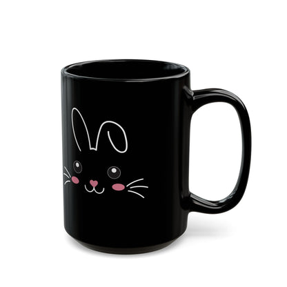 Cute Bunny Face Black Mug – Adorable Animal Gift for Kids